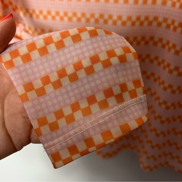 Anthropologie Maeve Mesh Long Sleeve Turtleneck Mock Neck Check Pattern 590 - Picture 7 of 9